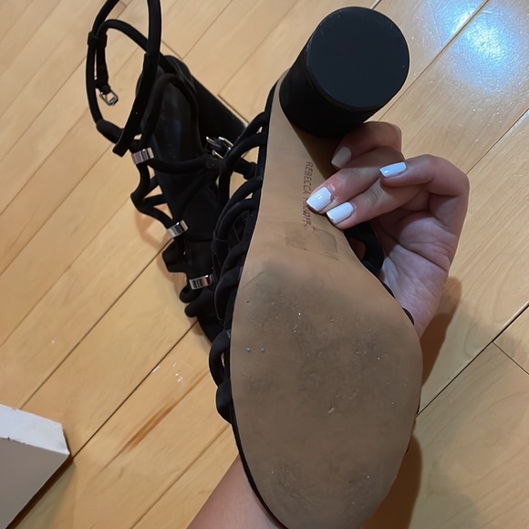 Barley used black suade rebecca minkoff apolline size 8 heels sandals silver - Picture 5 of 7